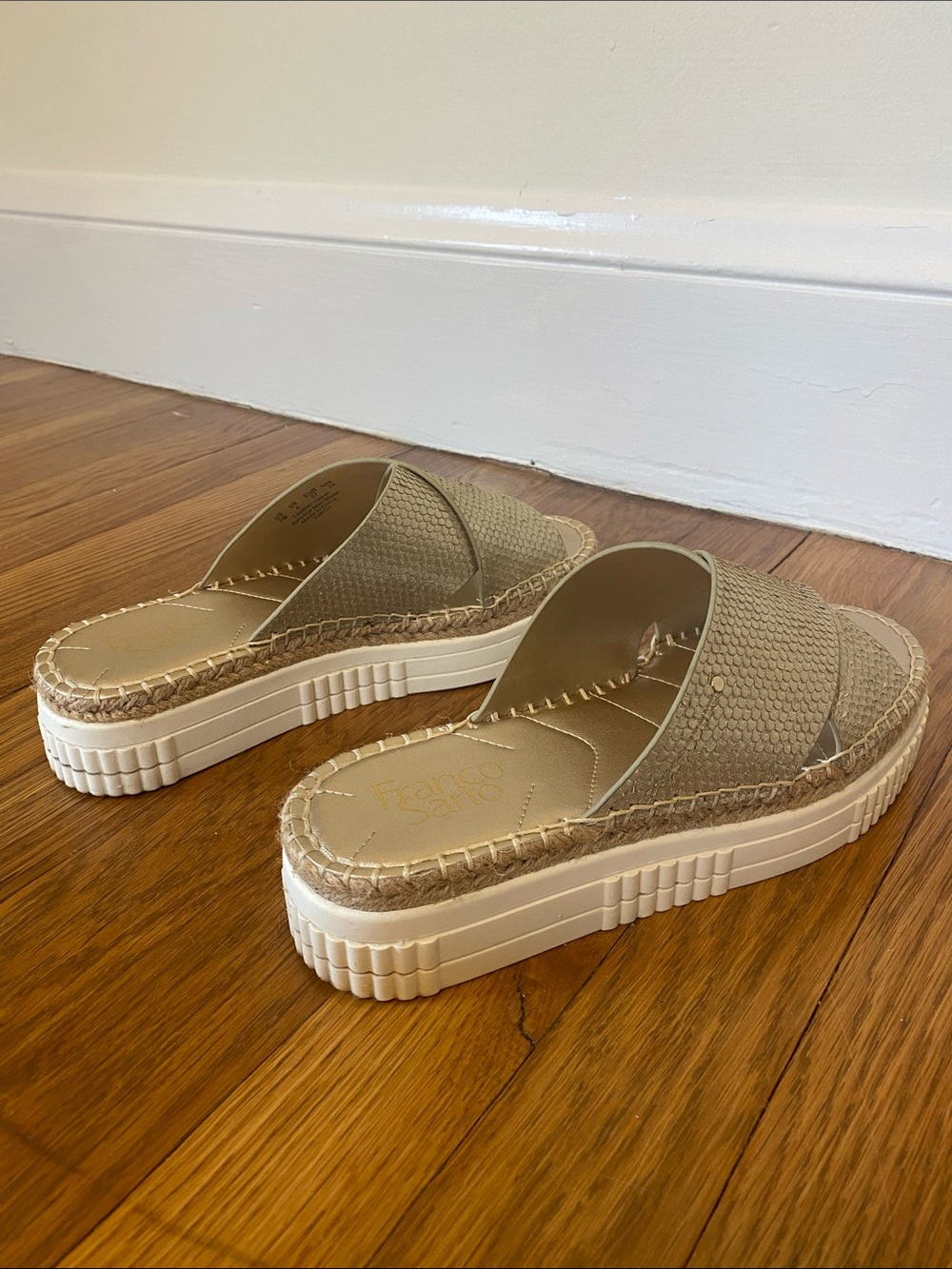 Franco Sarto Metallic Woven Espadrille Platform Slide Sandals - Picture 4 of 8